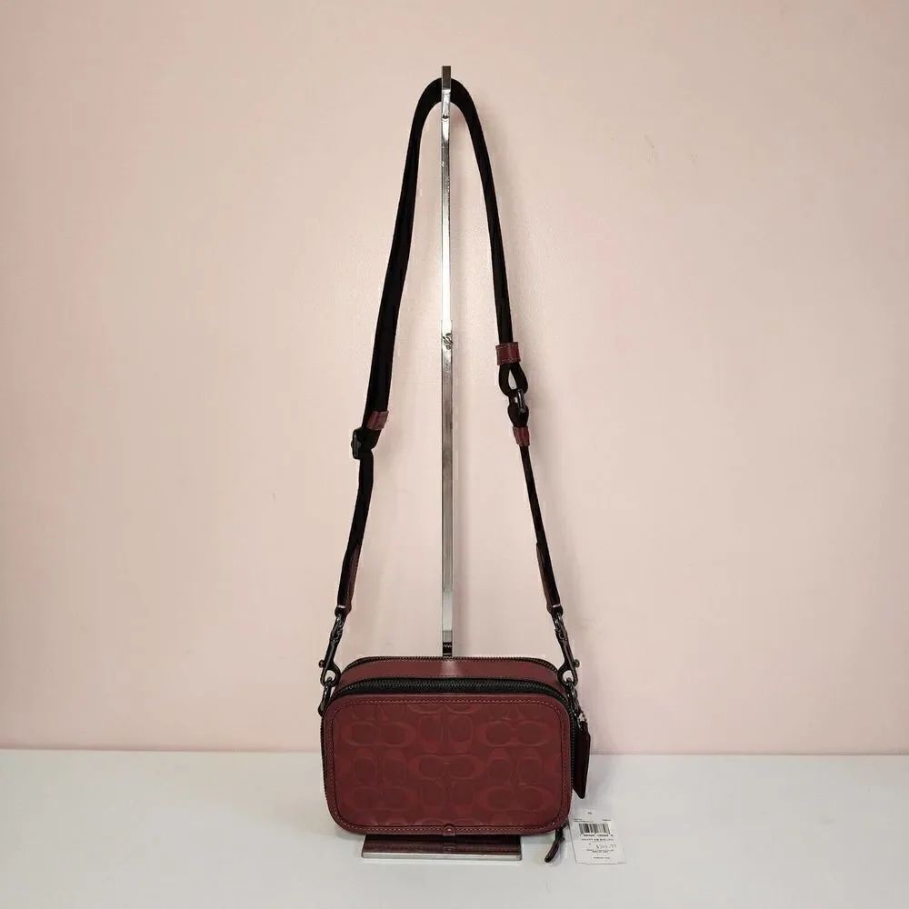 NWT COACH CM153 Wyatt Crossbody In Signature & Smooth Calf Leather Wine Multi